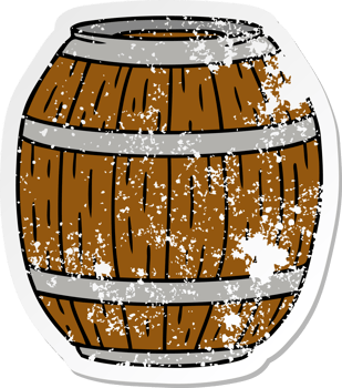 hand drawn distressed sticker cartoon doodle of a wooden barrel png