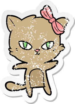 distressed sticker of a cute cartoon cat png