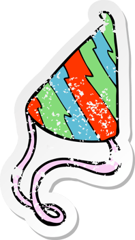retro distressed sticker of a cartoon party hat png