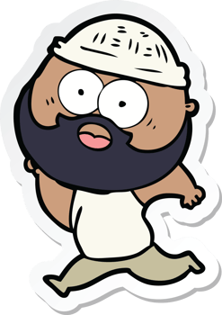 sticker of a cartoon bearded man running png