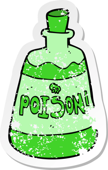 retro distressed sticker of a cartoon bottle of poison png