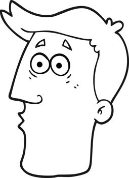black and white cartoon male face png