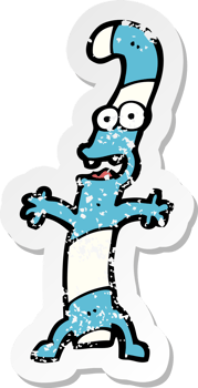 retro distressed sticker of a cartoon candy cane png