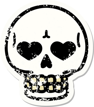 distressed sticker tattoo in traditional style of a skull png