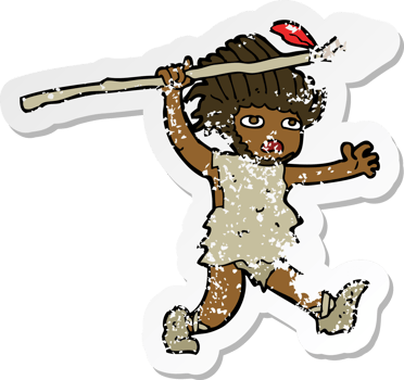 retro distressed sticker of a cartoon caveman png