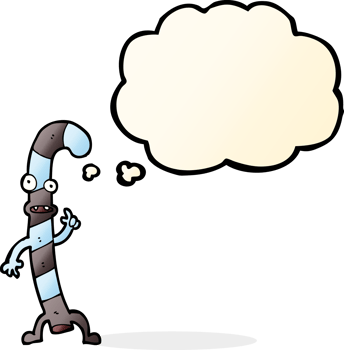 cartoon dancing christmas candy cane with thought bubble png