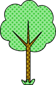 comic book style quirky cartoon tree png