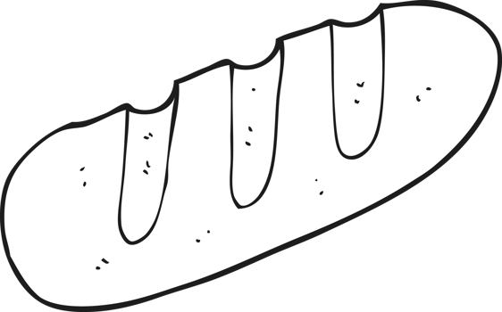 black and white cartoon loaf of bread png
