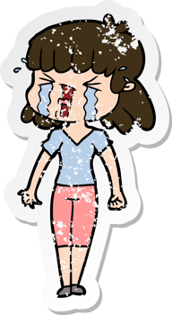 distressed sticker of a cartoon woman png