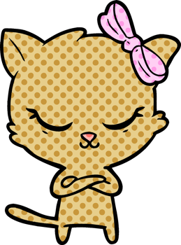cute cartoon cat with bow drawing png