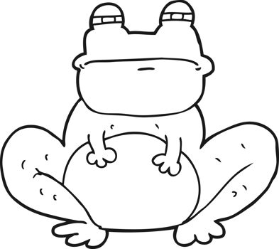 black and white cartoon frog png