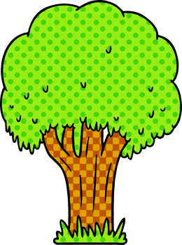 cartoon doodle of a summer tree png
