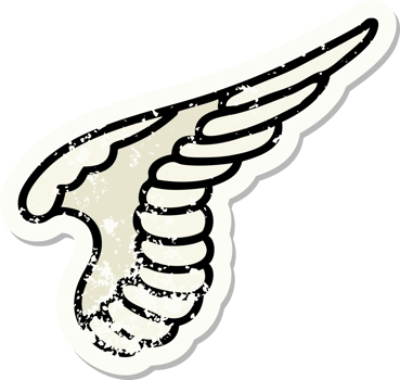 traditional distressed sticker tattoo of a wing png