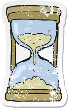 retro distressed sticker of a cartoon timer png