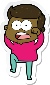 sticker of a cartoon shocked man png