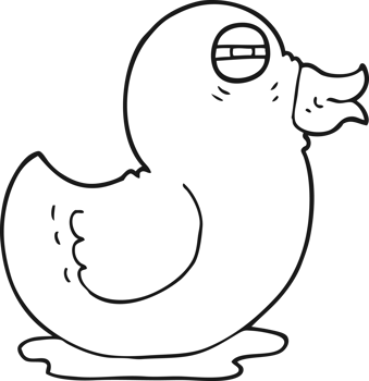 black and white cartoon rubber duck png