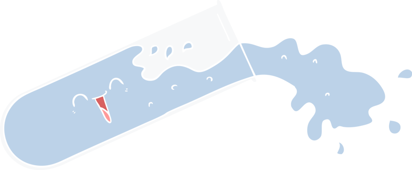 flat color style cartoon test tube spilling png