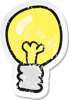 retro distressed sticker of a cartoon light bulb png