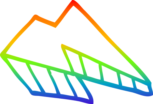 rainbow gradient line drawing cartoon lightening bolt png