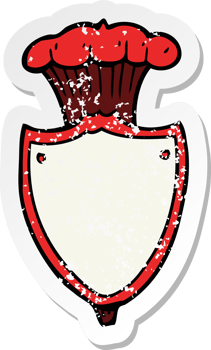 retro distressed sticker of a cartoon heraldic shield png