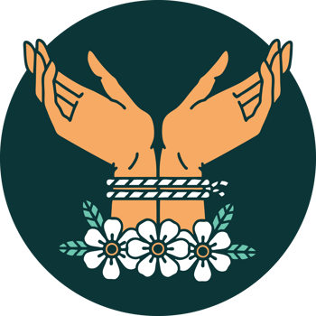 tattoo style icon of hands tied png