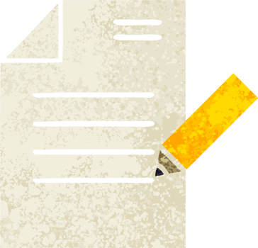 retro illustration style cartoon of writing a document png