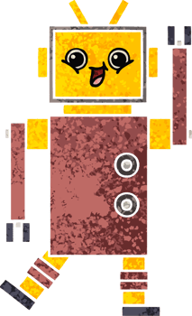retro illustration style cartoon robot png