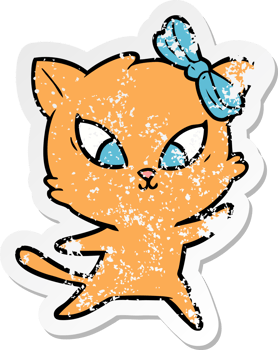 distressed sticker of a cartoon cat png