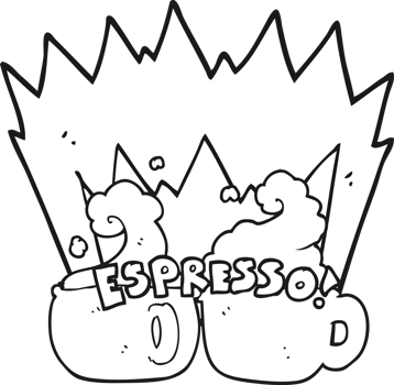 black and white cartoon espresso png
