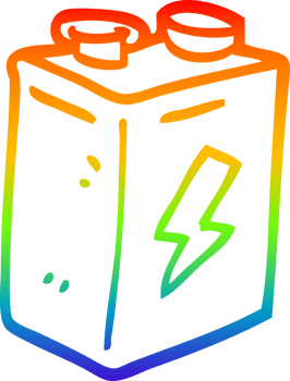 rainbow gradient line drawing cartoon battery png