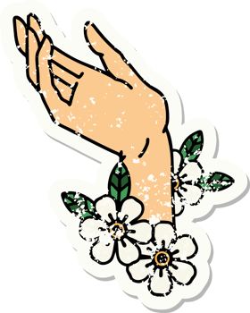 traditional distressed sticker tattoo of a hand png