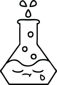 line drawing cartoon science beaker png