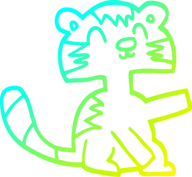 cold gradient line drawing cartoon happy cat png