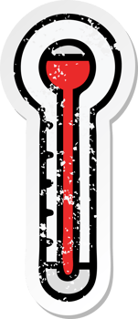 distressed sticker of a cute cartoon glass thermometer png