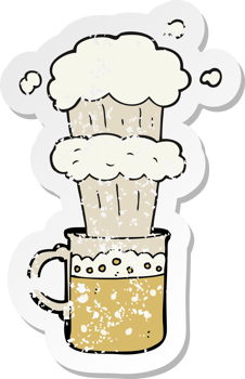 retro distressed sticker of a cartoon beer png