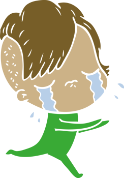 flat color style cartoon crying girl png