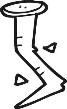 black and white cartoon bent nail png