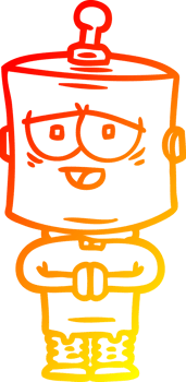 warm gradient line drawing of a cartoon robot png