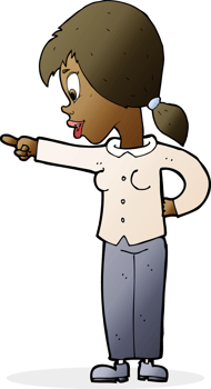 cartoon enthusiastic woman pointing png