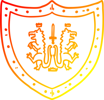 warm gradient line drawing of a cartoon heraldic shield png