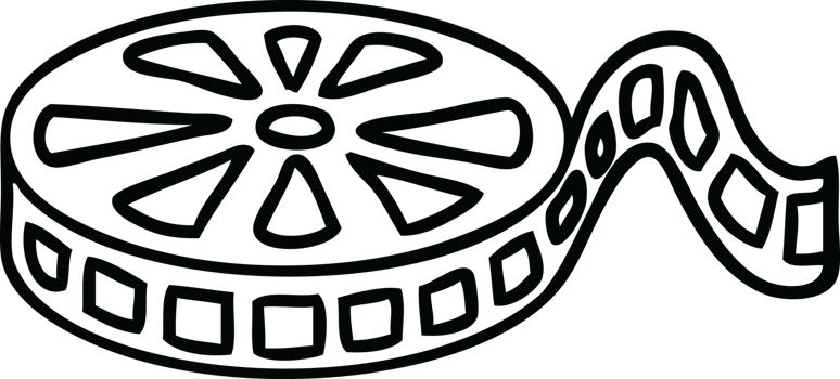 line drawing cartoon of a film reel png