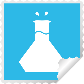square peeling sticker cartoon of a science experiment png