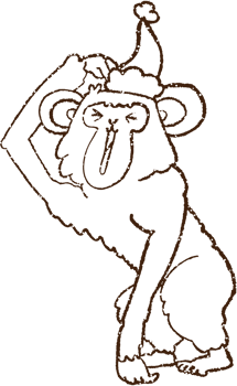 Christmas Monkey Charcoal Drawing png