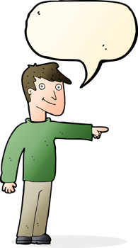 cartoon man pointing with speech bubble png
