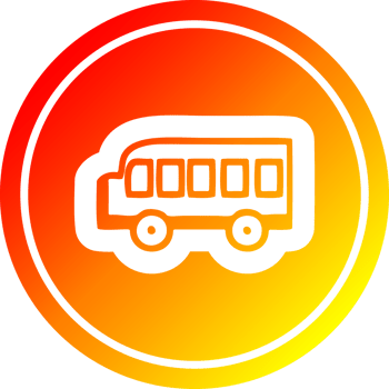 school bus circular icon with warm gradient finish png