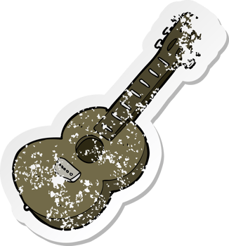 retro distressed sticker of a cartoon guitar png