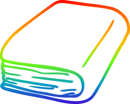 rainbow gradient line drawing of a cartoon diary book png