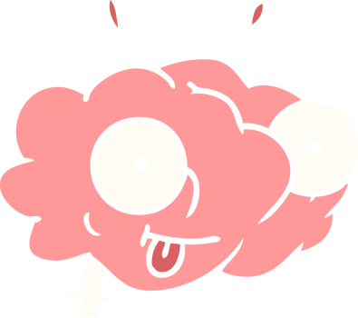funny flat color style cartoon brain png