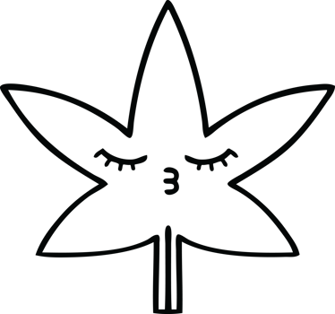 line drawing cartoon of a marijuana leaf png