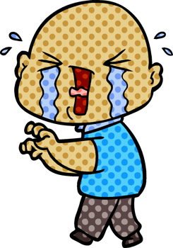cartoon crying bald man png